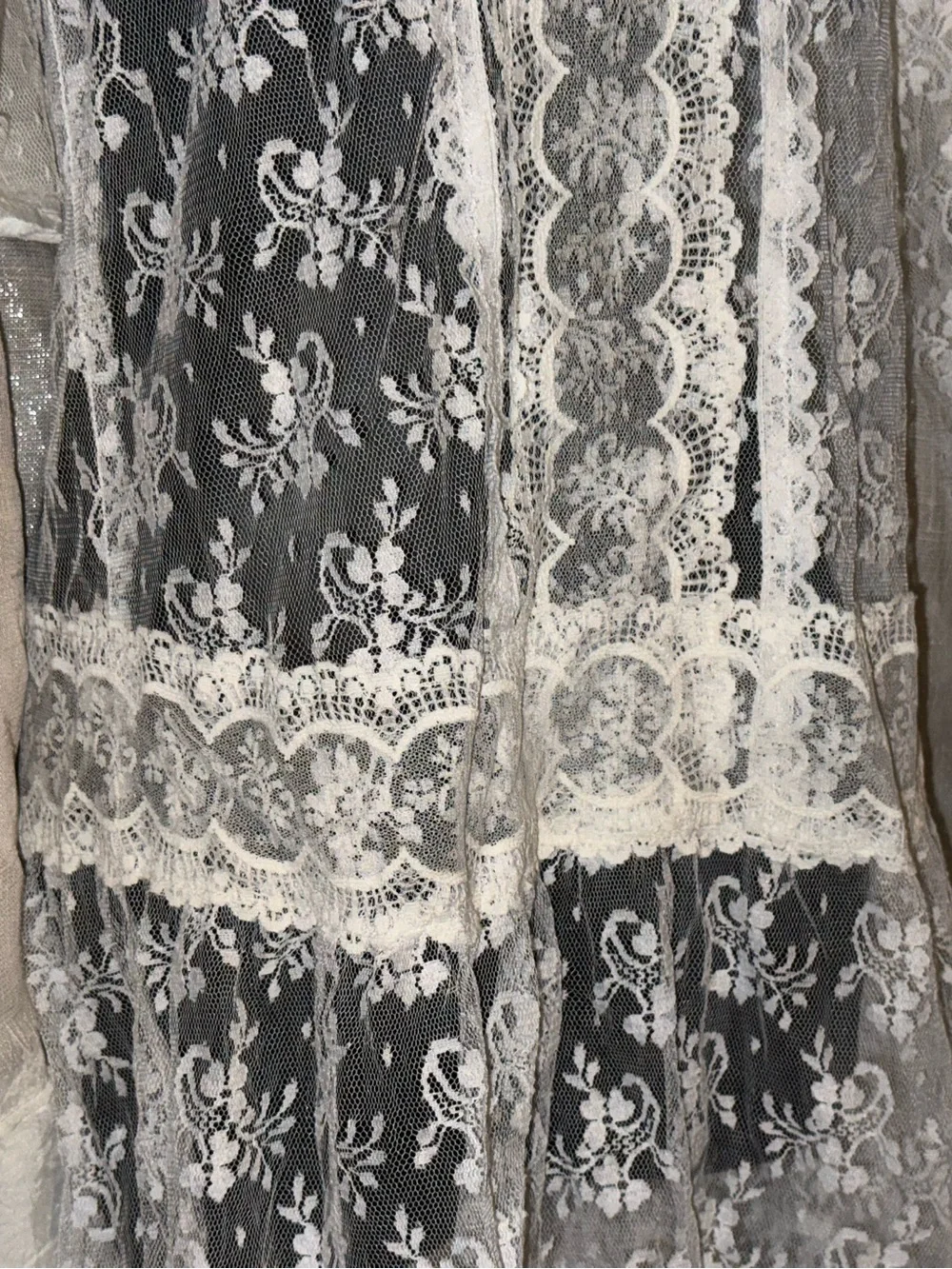 Vintage Jessica McClintock Sheer White Lace Long Sleeve Dress - Picture 3 of 10